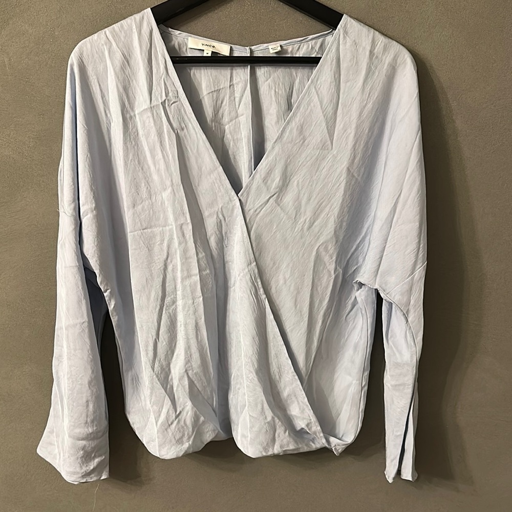 Vince Women's Light Blue Wrap Top